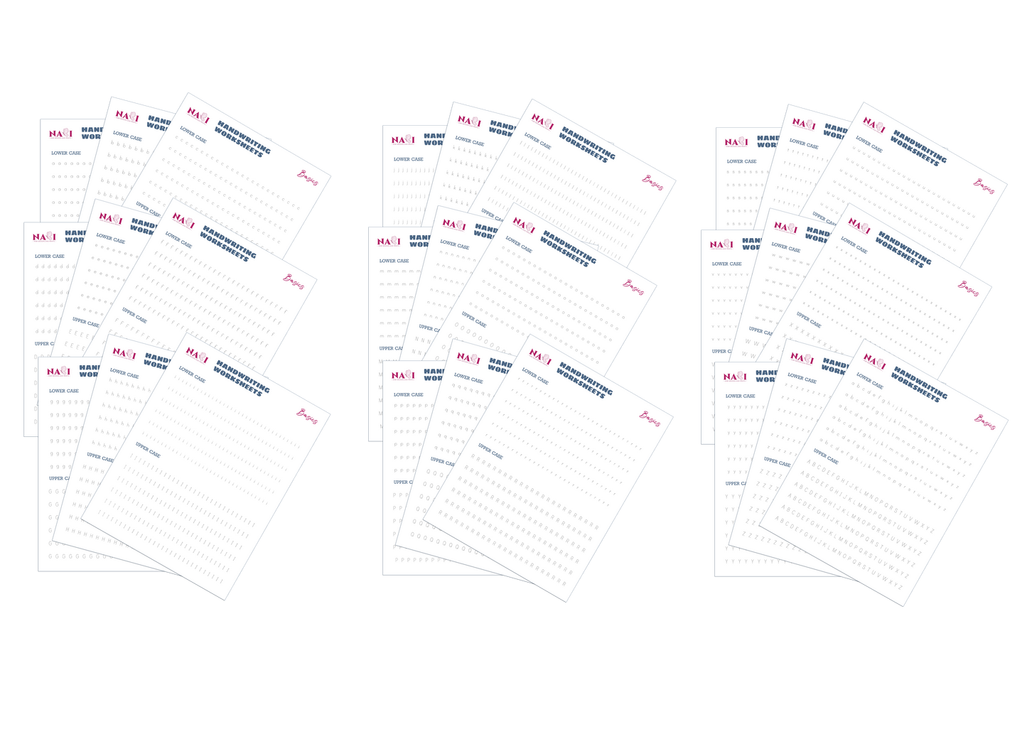 Alphabet A-Z handwriting worksheets