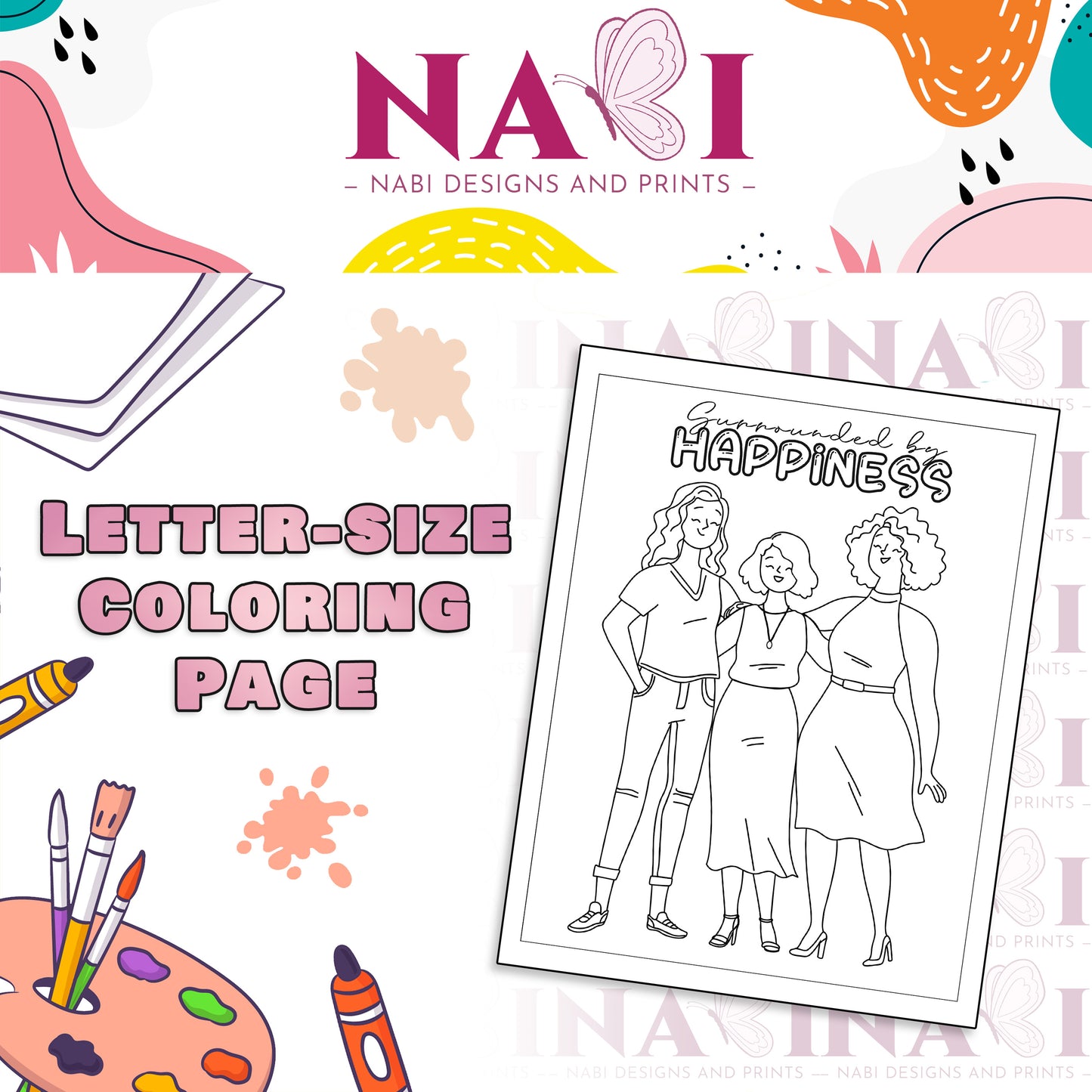 Letter size printable inspirational quote coloring page for adults