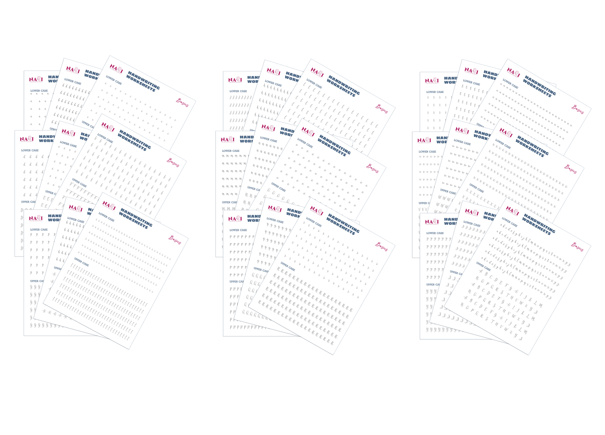 Handwriting alphabet worksheet pages