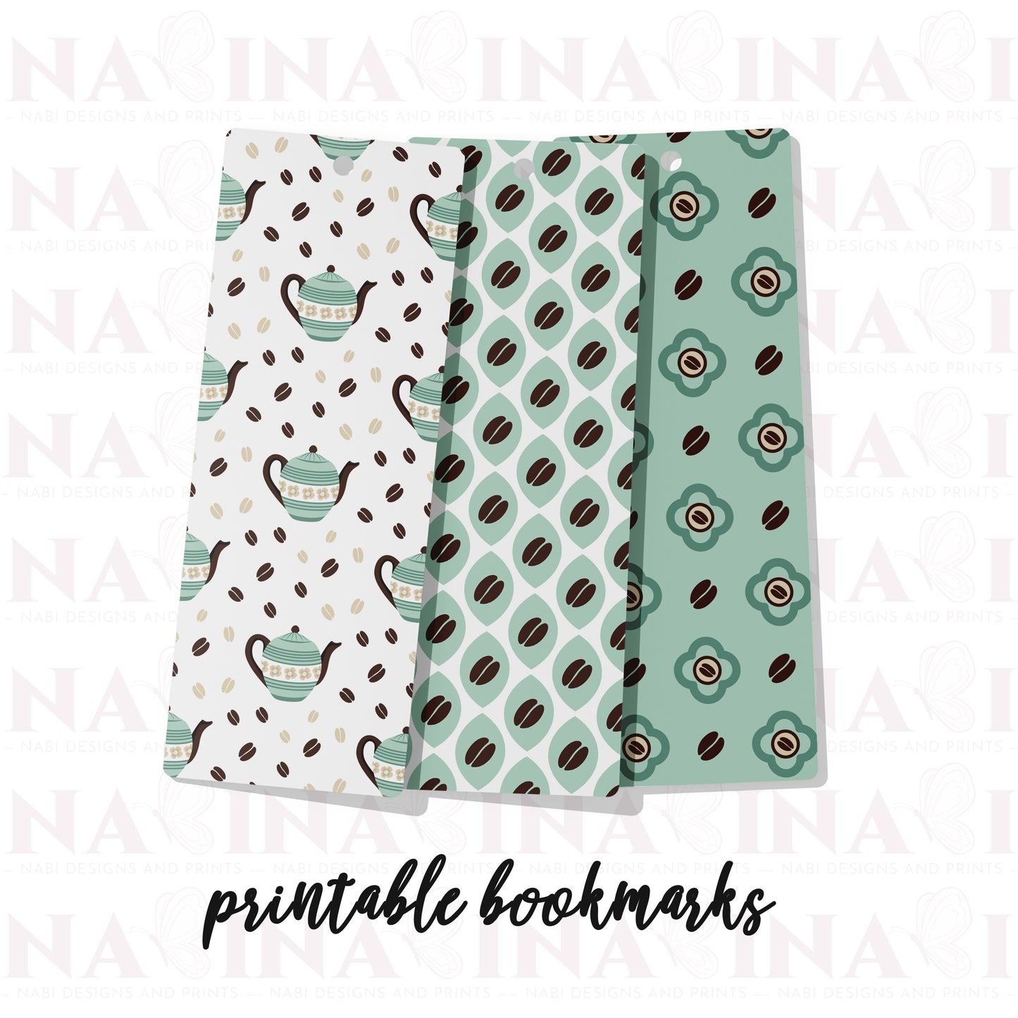 Three printable bookmarks with different patterns on a white background.
