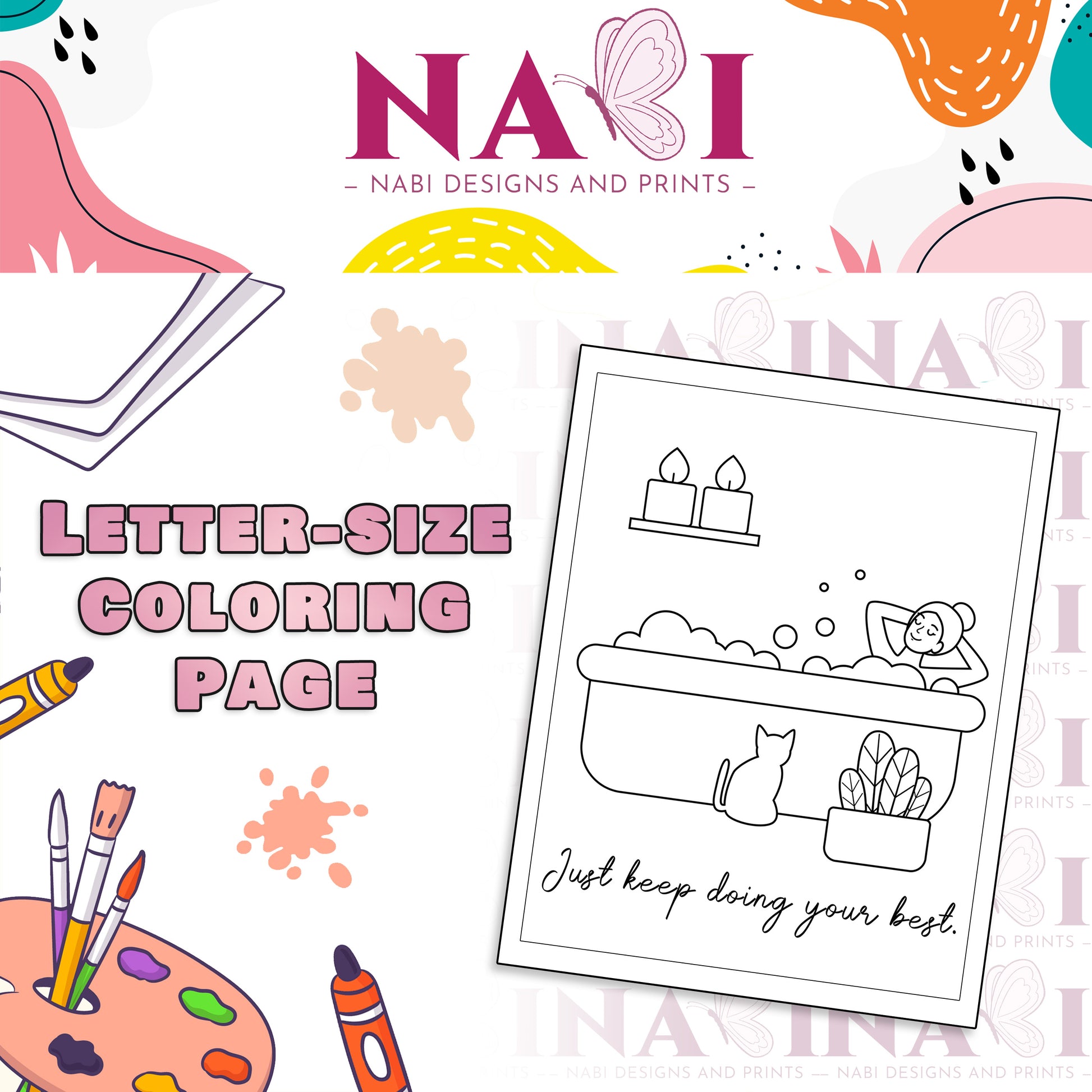 Printable adult coloring page with inspirational quote