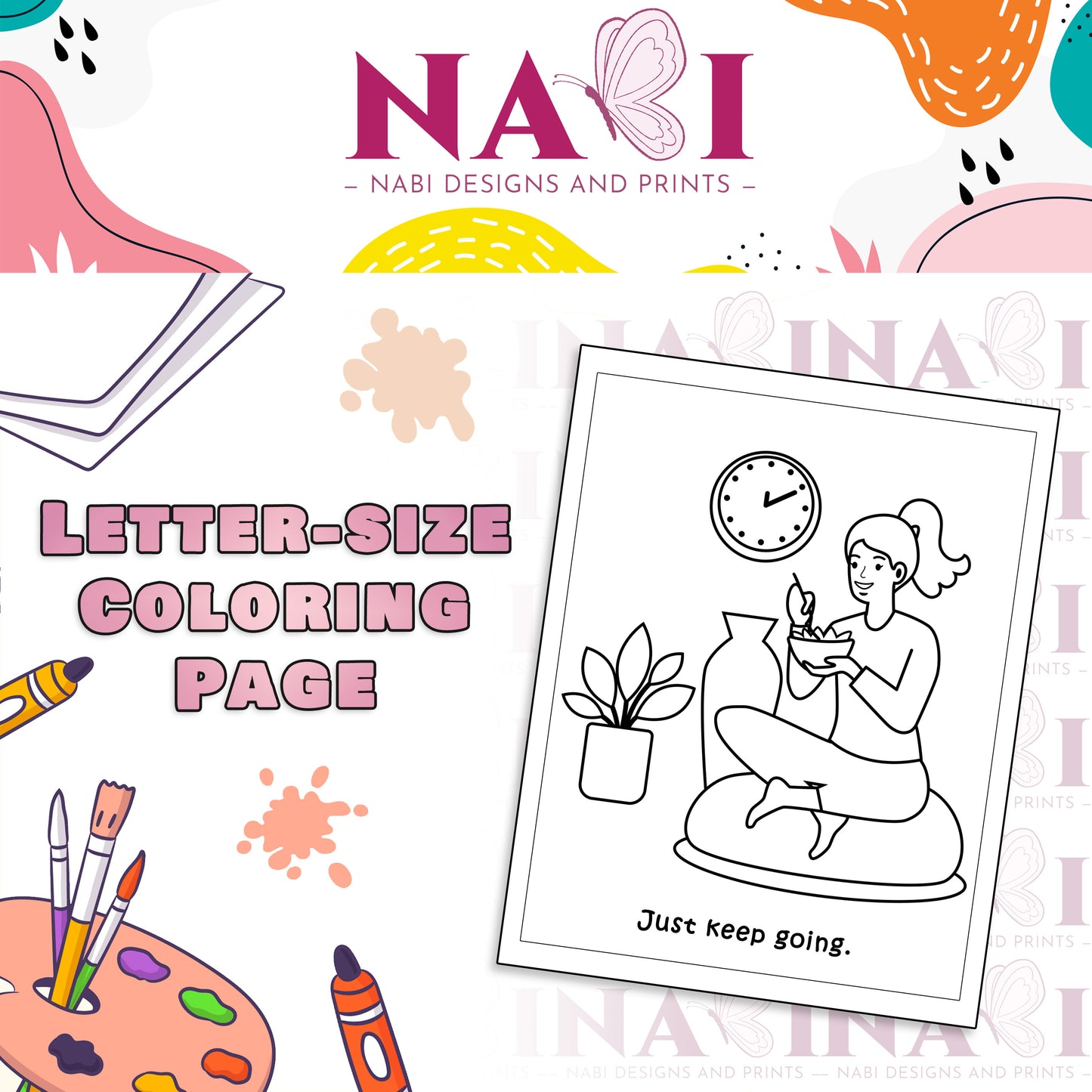 Letter size printable inspirational coloring page for adults