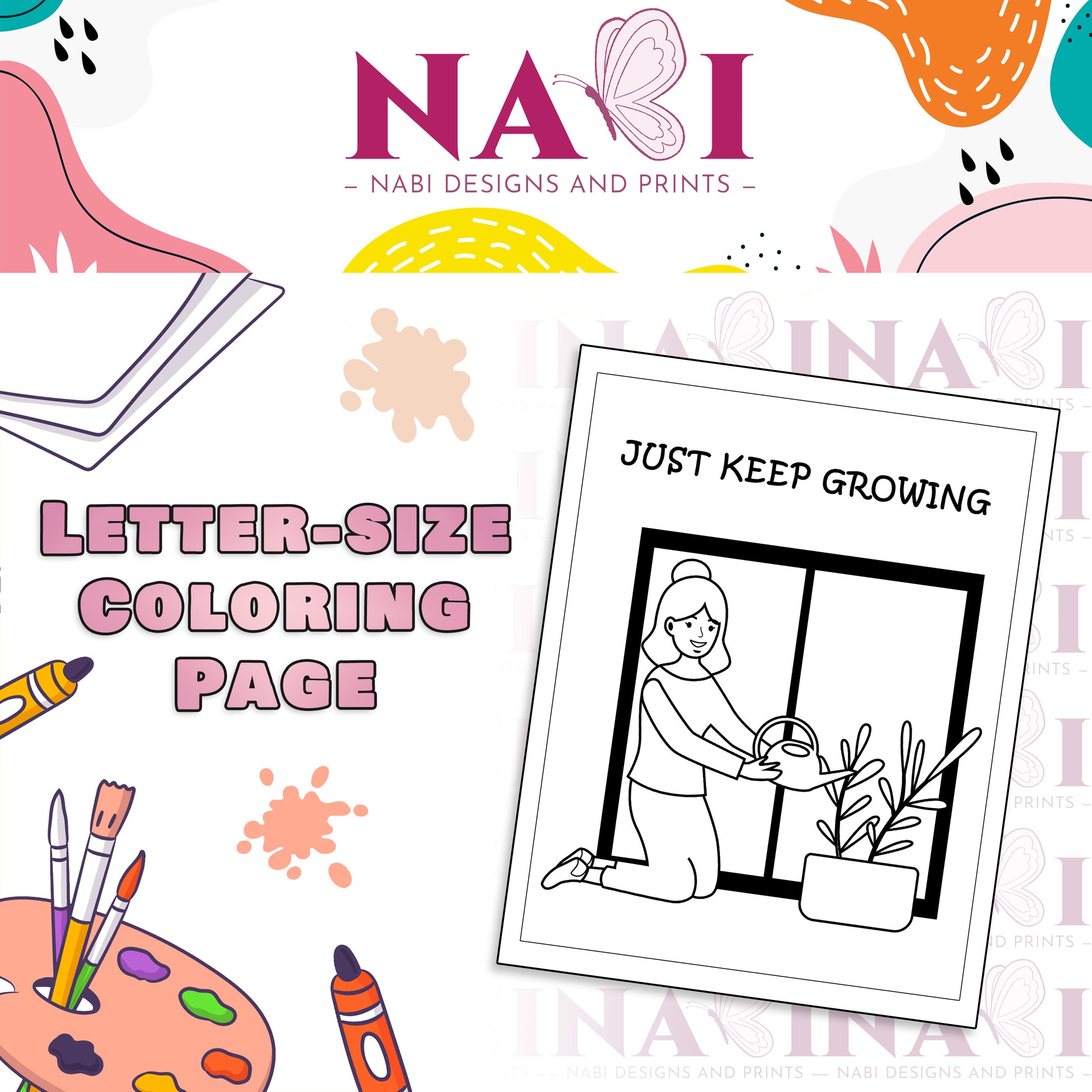 Letter size printable inspirational coloring page for adults