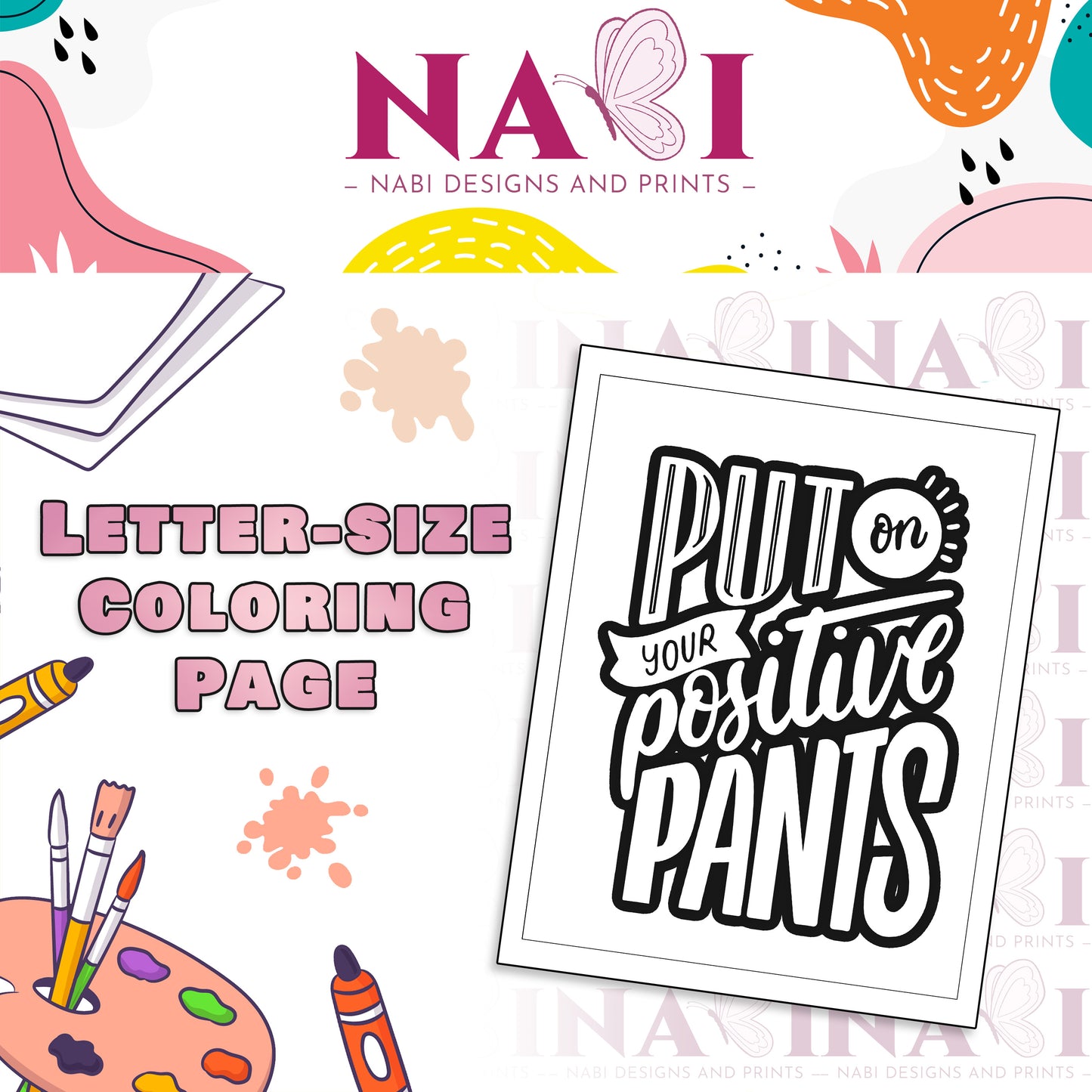 Letter size printable motivational quote coloring page for adults