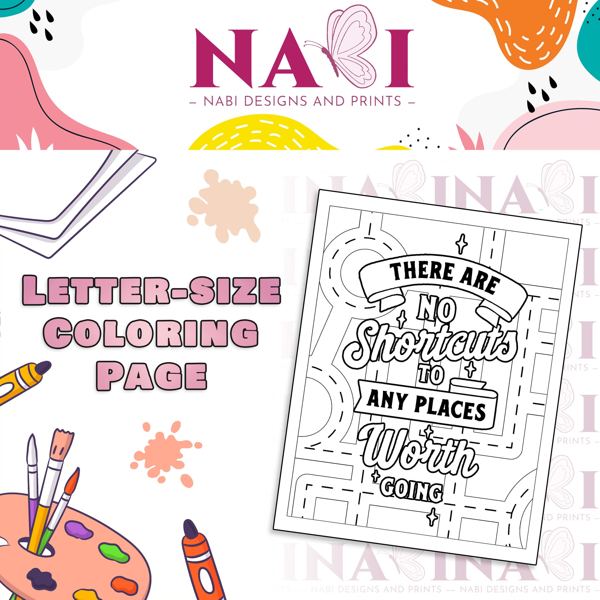 Letter size printable motivational quote coloring page for adults