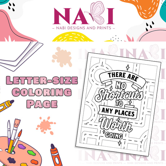 Letter size printable motivational quote coloring page for adults