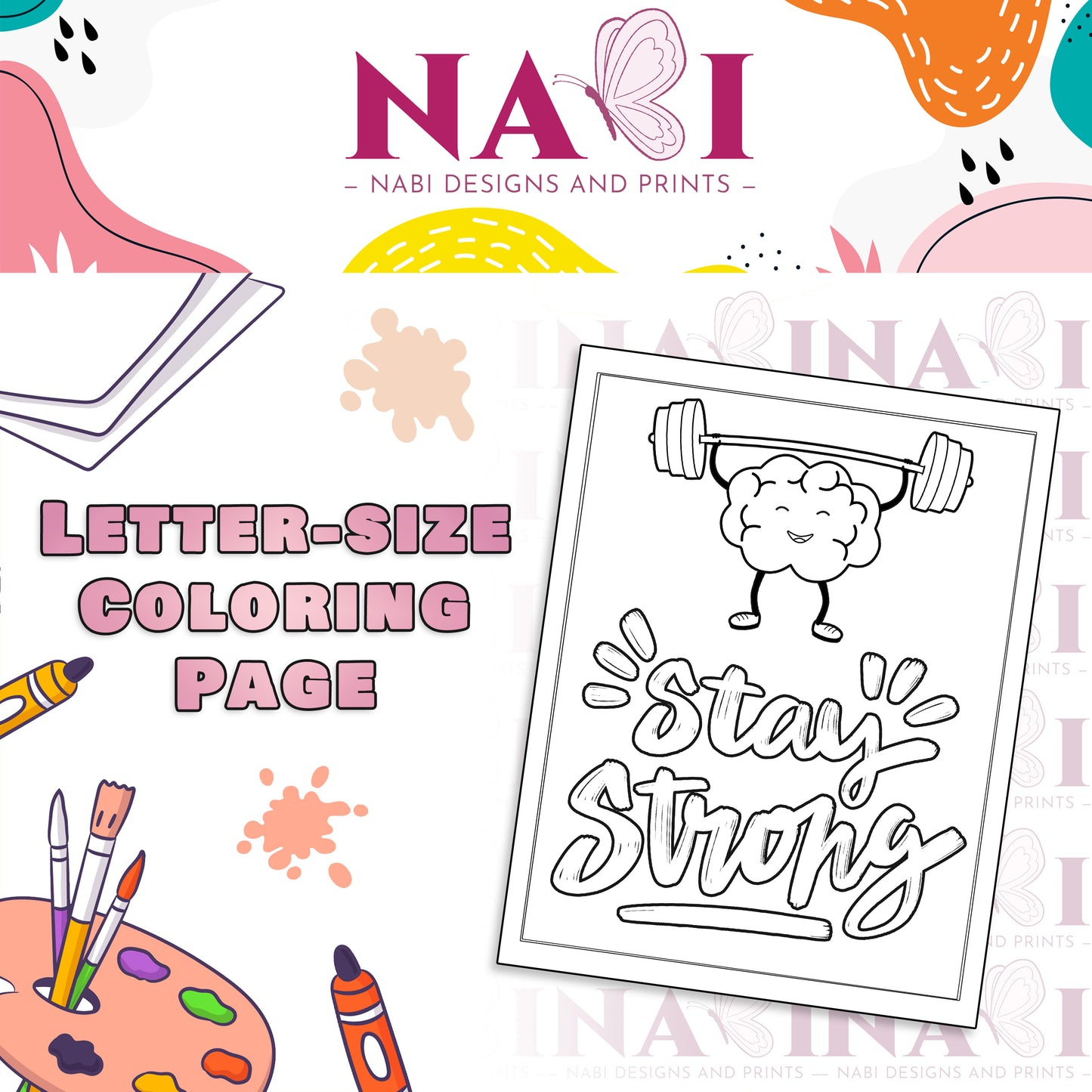 Letter size printable motivational quote coloring page for adults