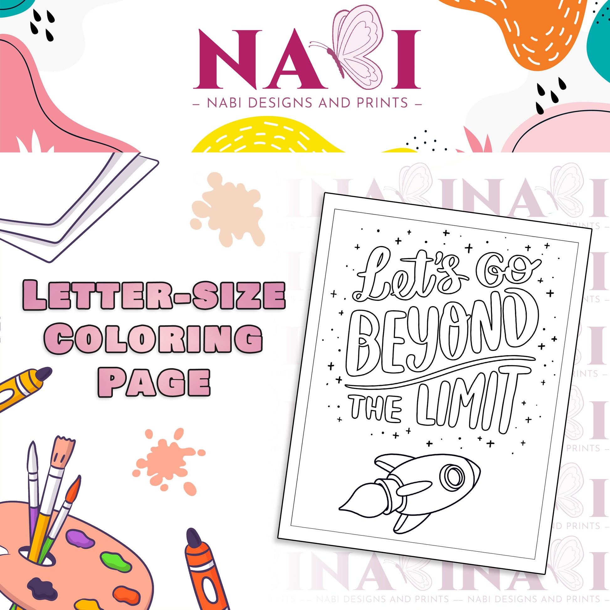 Letter size printable motivational quote coloring page for adults