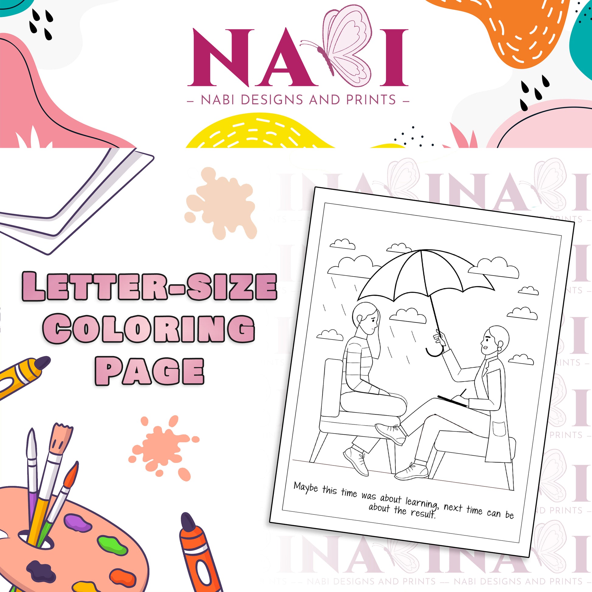 Letter size printable inspirational quote coloring page for adults