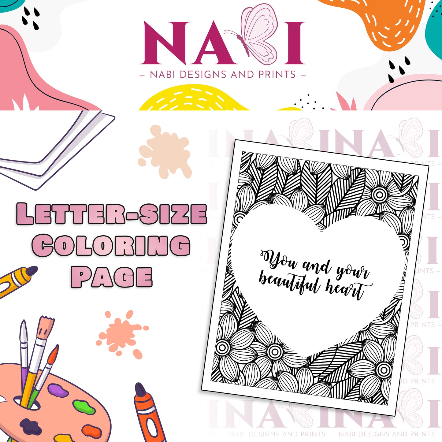 Letter size printable inspirational quote coloring page for adults